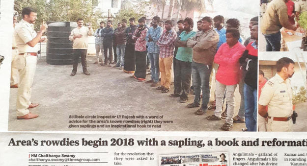 Bangalore Mirror: Area’s rowdies begin the year with a sapling and a book